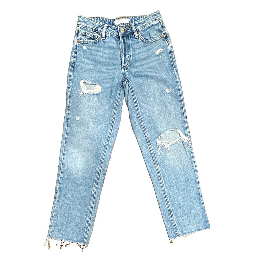 Garage Denim High-Rise Distressed Light Wash Jeans, Size 00